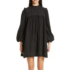 Ganni Black Mini Pleated Shift Dress EU Size 36 Fits Like M/L